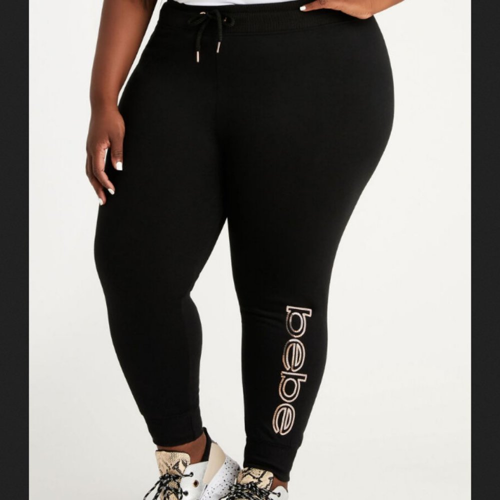 Bebe Sport Gold Rhinestone Jogger SIZE 1X